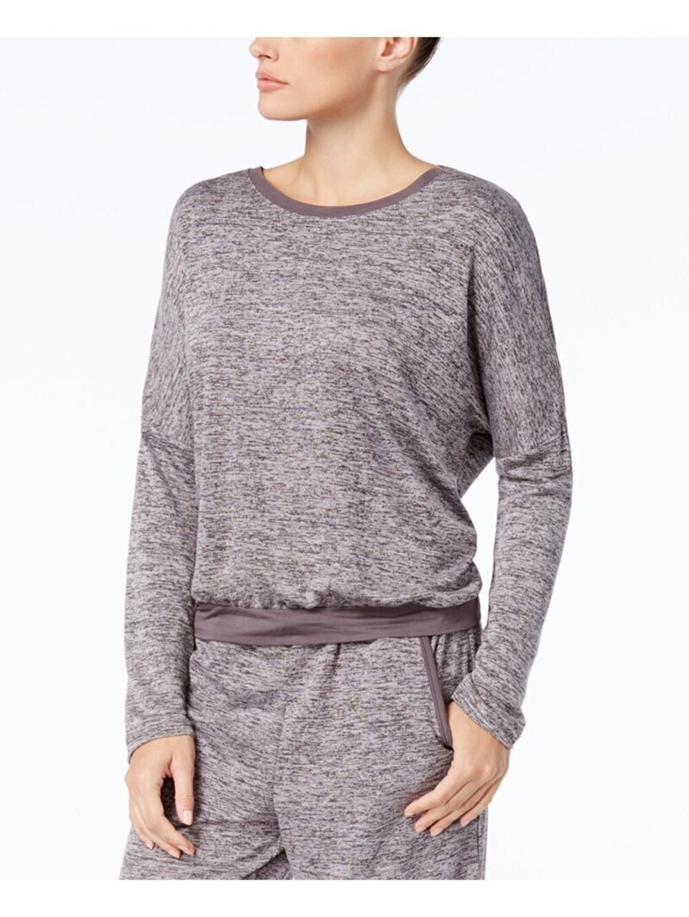 Alfani Womens Heathered Scoop-Neck French Terry Pajama Top Size XS